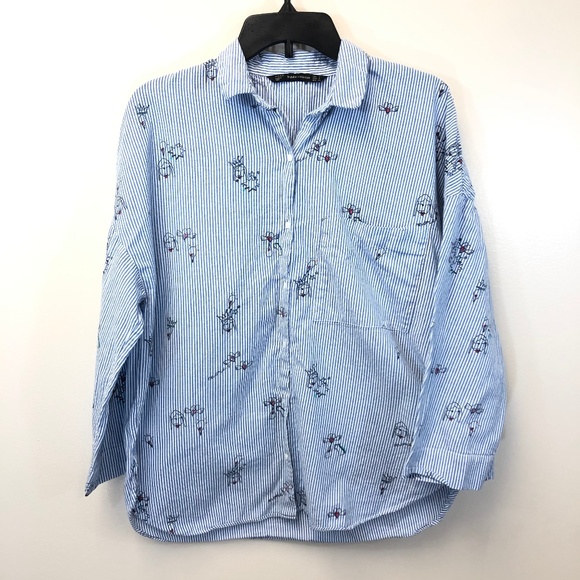 Zara Tops - Zara Trafaluc Button Down Graphic Doodle Print